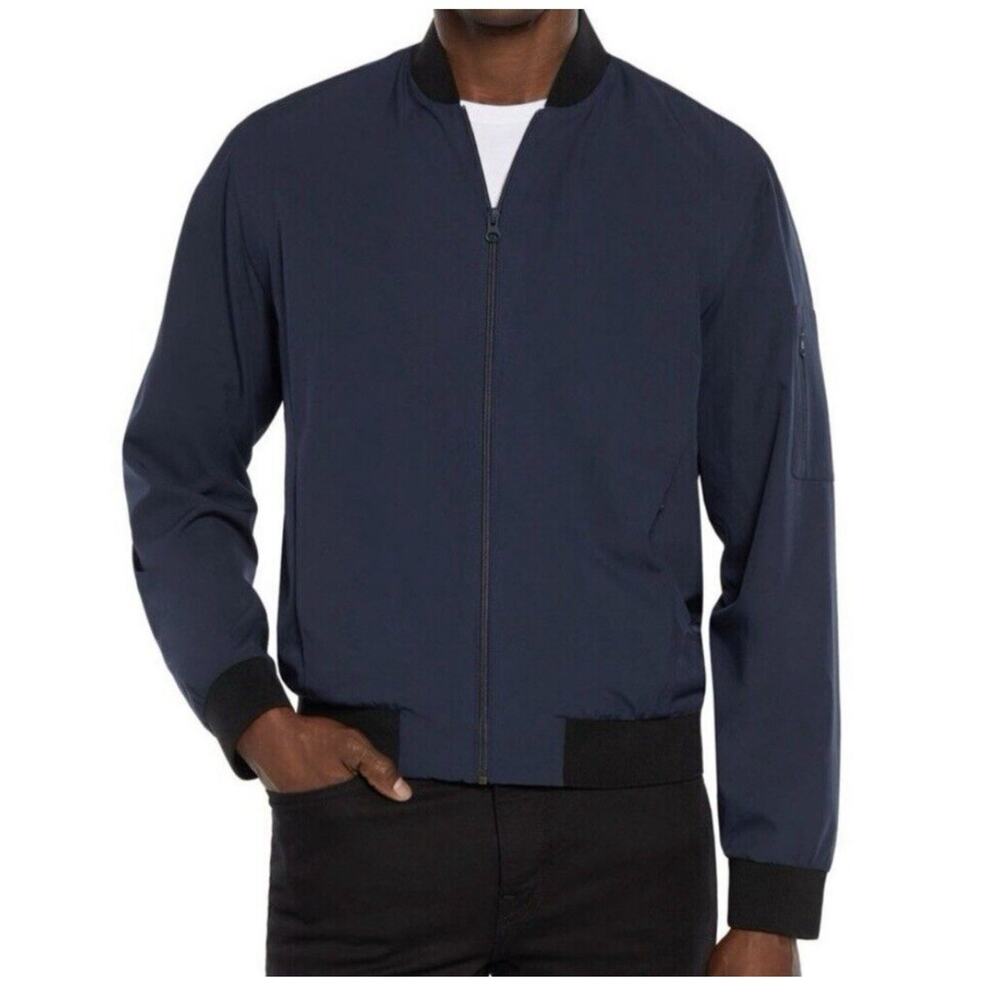 Express Men’s Lightweight Bomber Jacket Navy Blue Full Zip Secure Zip Pockets XL